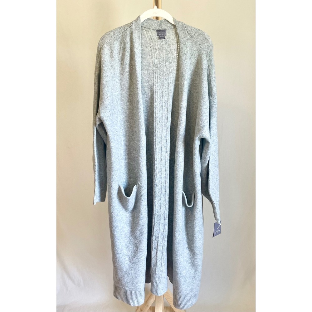 Auden Luxury Collection Grey Knit Duster Cardigan Sweater XL/XXL New